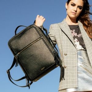 Calpack Kaya Faux Leather Laptop Backpack, black